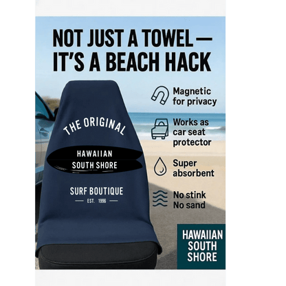 Hawaiian South Shore Beach Towel with Magnet Twin Board Blue - Must - Have for Surfers