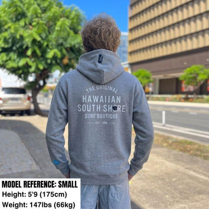 HawaiianSouthShore Hoodie Zip 1996 (Small -XLarge) Grey 2 - Must-Have for Surfers