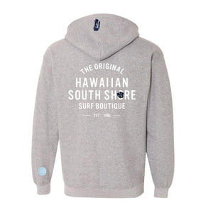 HawaiianSouthShore Hoodie Zip 1996 (Small -XLarge) Grey 2 - Must-Have for Surfers