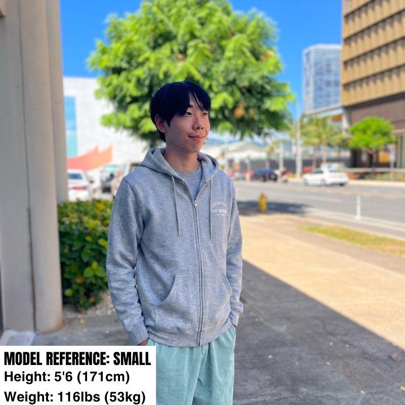HawaiianSouthShore Hoodie Zip 1996 (Small -XLarge) Grey 2 - Must-Have for Surfers