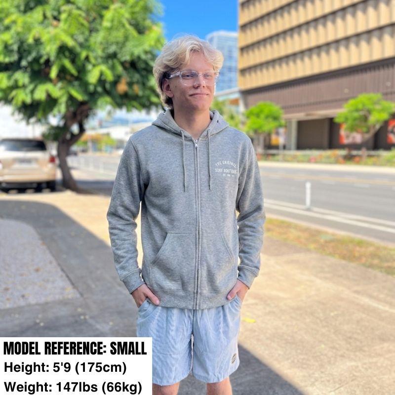 HawaiianSouthShore Hoodie Zip 1996 (Small -XLarge) Grey 2 - Must-Have for Surfers