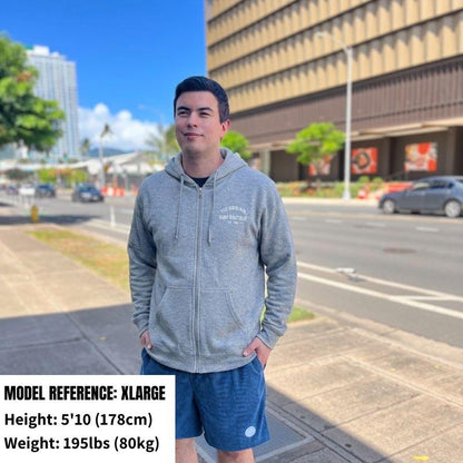 HawaiianSouthShore Hoodie Zip 1996 (Small -XLarge) Grey 2 - Must-Have for Surfers