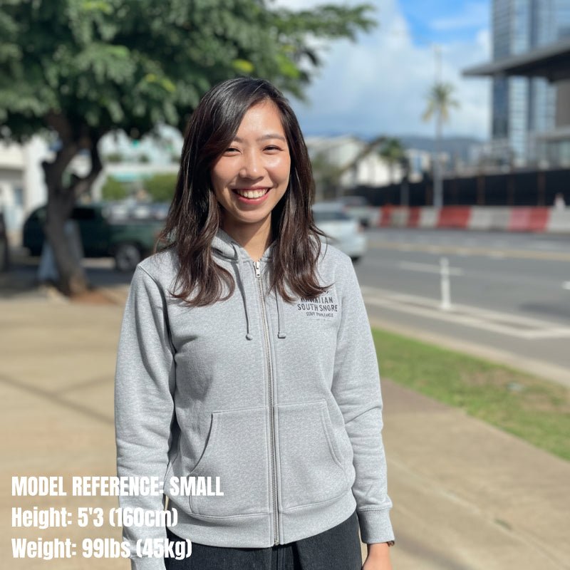 HawaiianSouthShore Hoodie Zip 1996 (Small - XLarge) Grey - Must - Have for Surfers