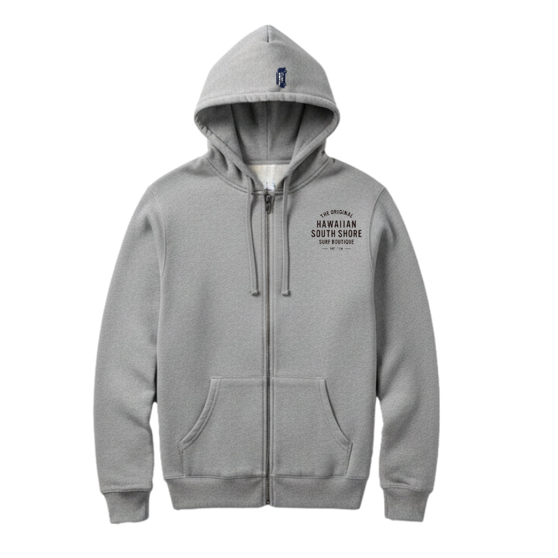 HawaiianSouthShore Hoodie Zip 1996 (Small - XLarge) Grey - Must - Have for Surfers