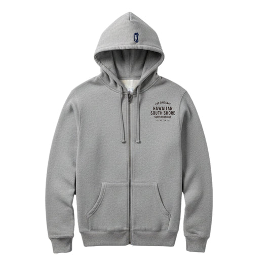 HawaiianSouthShore Hoodie Zip 1996 (Small - XLarge) Grey - Must - Have for Surfers