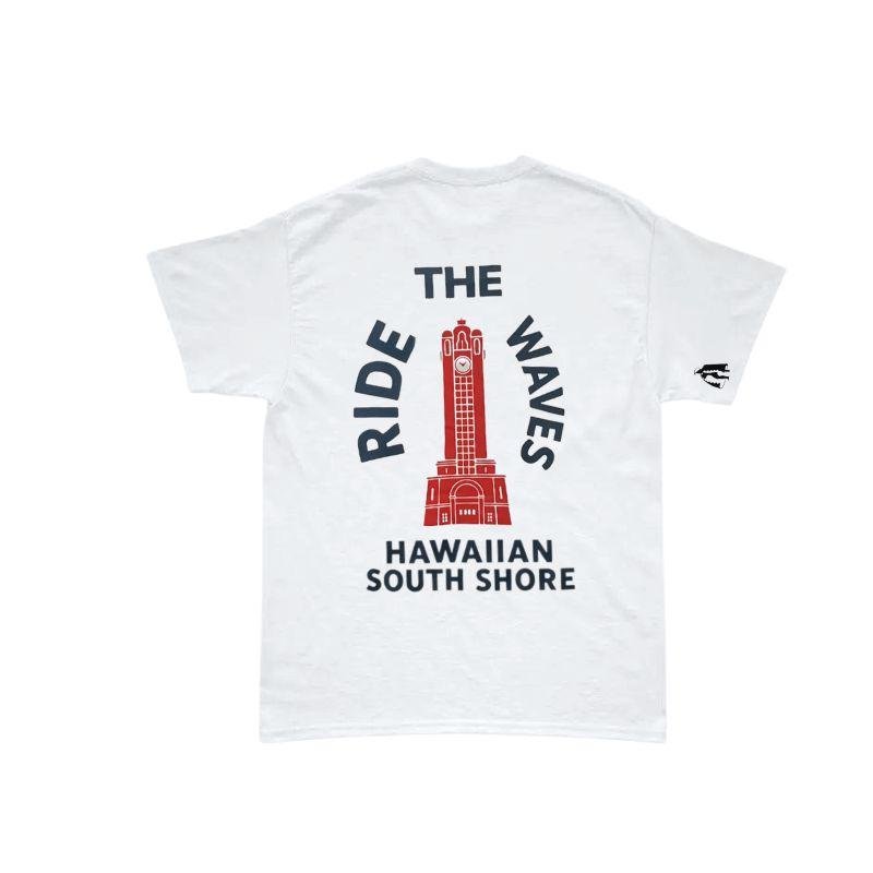 HawaiianSouthShore Kids T-Shirt TOWER Made in Hawaii (XSmall-Large) White - Must-Have for Surfers