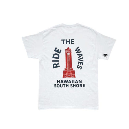 HawaiianSouthShore Kids T-Shirt TOWER Made in Hawaii (XSmall-Large) White - Must-Have for Surfers