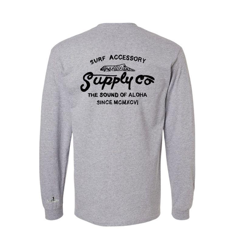 HawaiianSouthShore Long Sleeve T-Shirt Surf Supply (Small - XLarge) Grey - Must - Have for Surfers