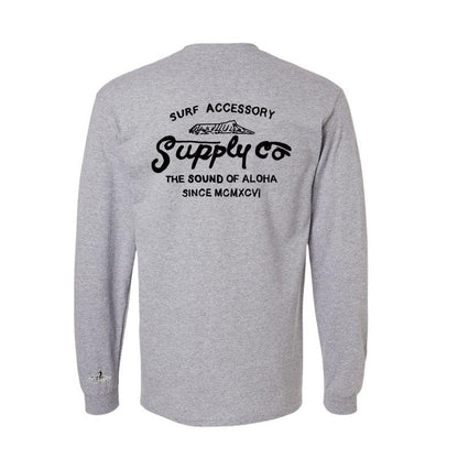 HawaiianSouthShore Long Sleeve T-Shirt Surf Supply (Small - XLarge) Grey - Must - Have for Surfers