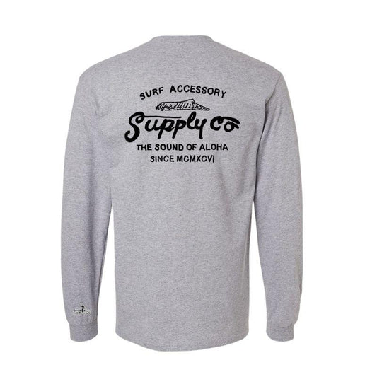 HawaiianSouthShore Long Sleeve T-Shirt Surf Supply (Small - XLarge) Grey - Must - Have for Surfers