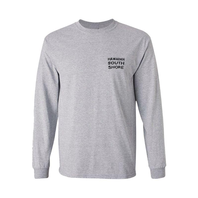 HawaiianSouthShore Long Sleeve T-Shirt Surf Supply (Small - XLarge) Grey - Must - Have for Surfers