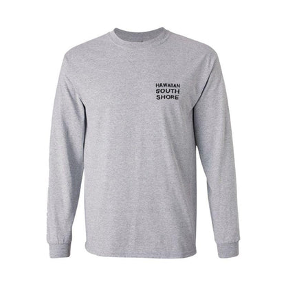 HawaiianSouthShore Long Sleeve T-Shirt Surf Supply (Small - XLarge) Grey - Must - Have for Surfers