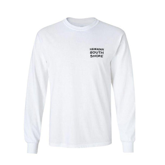 HawaiianSouthShore Long Sleeve T-Shirt Surf Supply (Small - XLarge) White - Must - Have for Surfers