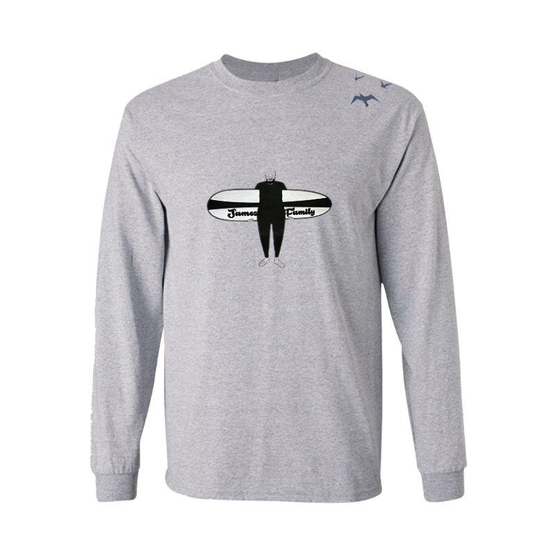 HawaiianSouthShore Long Sleeves T-Shirt JAMES SURFER (Small - Large) Grey - Must - Have for Surfers