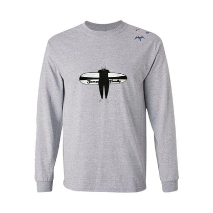 HawaiianSouthShore Long Sleeves T-Shirt JAMES SURFER (Small - Large) Grey - Must - Have for Surfers