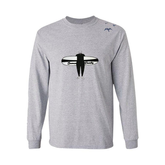 HawaiianSouthShore Long Sleeves T-Shirt JAMES SURFER (Small - Large) Grey - Must - Have for Surfers