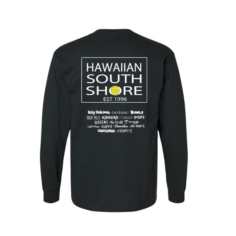HawaiianSouthShore Longsleeves Tee SURFPOINT (Small - XLarge) Black - Must - Have for Surfers