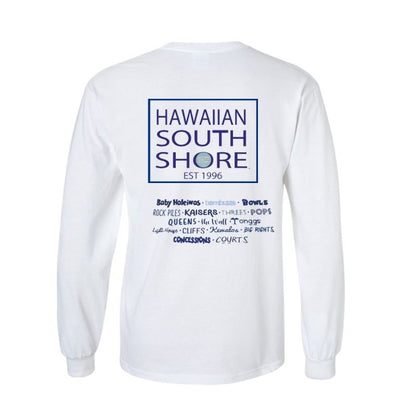 HawaiianSouthShore Longsleeves Tee SURFPOINT (Small - XLarge) White - Must - Have for Surfers