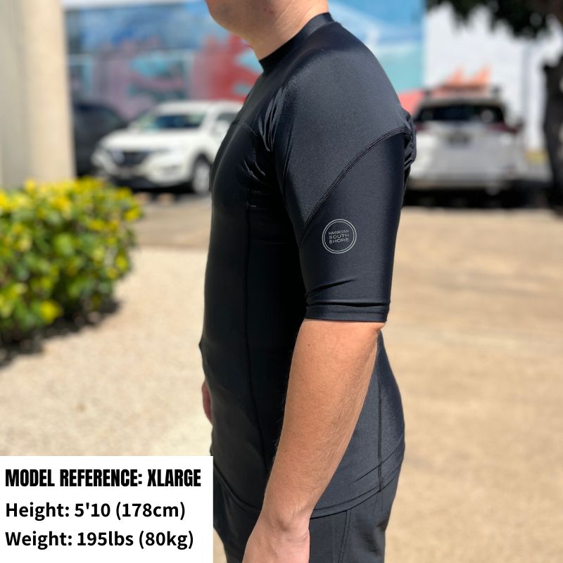 HawaiianSouthShore Rashguard Fitted (Small - XXLarge) Short Sleeves - Must - Have for Surfers