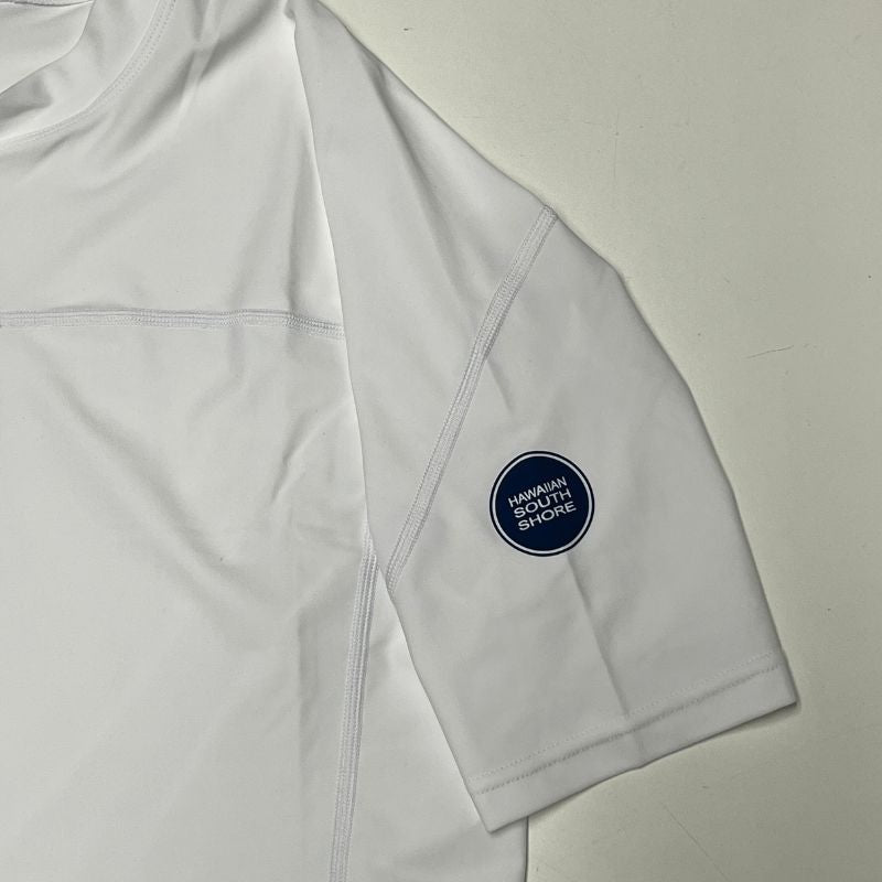 HawaiianSouthShore Rashguard Fitted (XSmall - 2XLarge) Short Sleeves White - Must - Have for Surfers