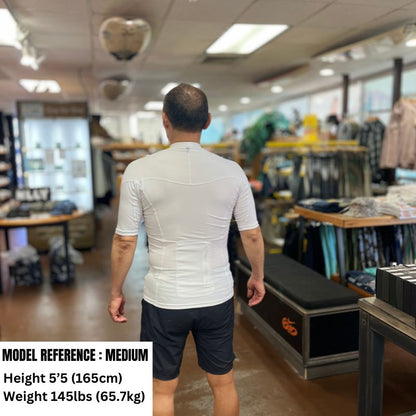 HawaiianSouthShore Rashguard Fitted (XSmall - 2XLarge) Short Sleeves White - Must - Have for Surfers