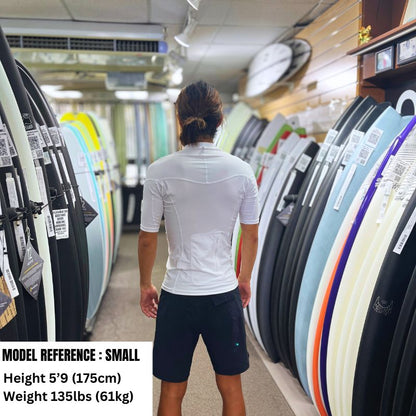 HawaiianSouthShore Rashguard Fitted (XSmall - 2XLarge) Short Sleeves White - Must - Have for Surfers