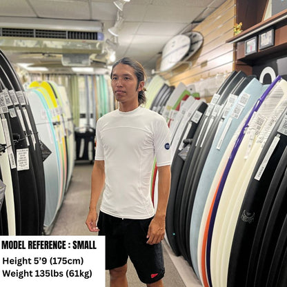 HawaiianSouthShore Rashguard Fitted (XSmall - 2XLarge) Short Sleeves White - Must - Have for Surfers