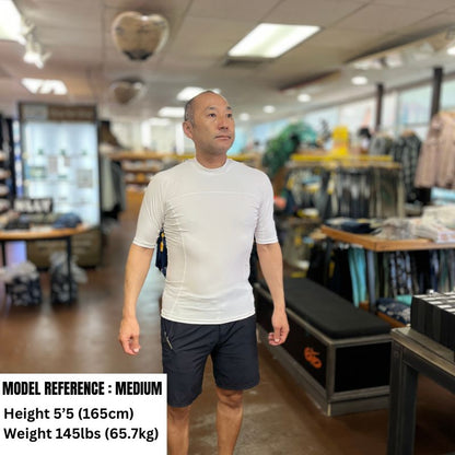 HawaiianSouthShore Rashguard Fitted (XSmall - 2XLarge) Short Sleeves White - Must - Have for Surfers