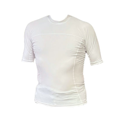 HawaiianSouthShore Rashguard Fitted (XSmall - 2XLarge) Short Sleeves White - Must - Have for Surfers