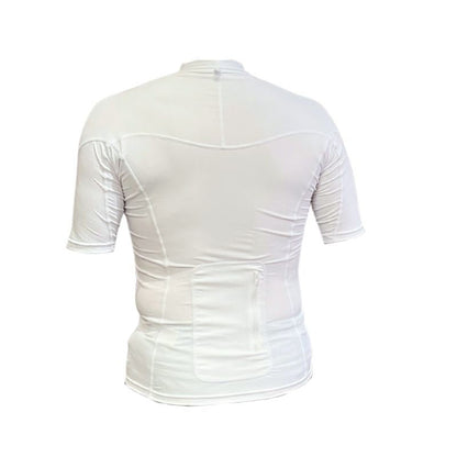 HawaiianSouthShore Rashguard Fitted (XSmall - 2XLarge) Short Sleeves White - Must - Have for Surfers
