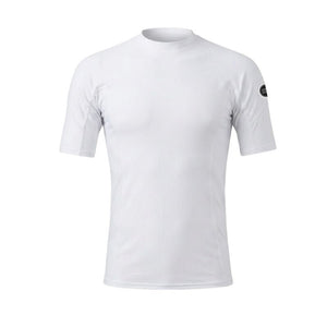 HawaiianSouthShore Rashguard Fitted (XSmall - 2XLarge) Short Sleeves White - Must - Have for Surfers