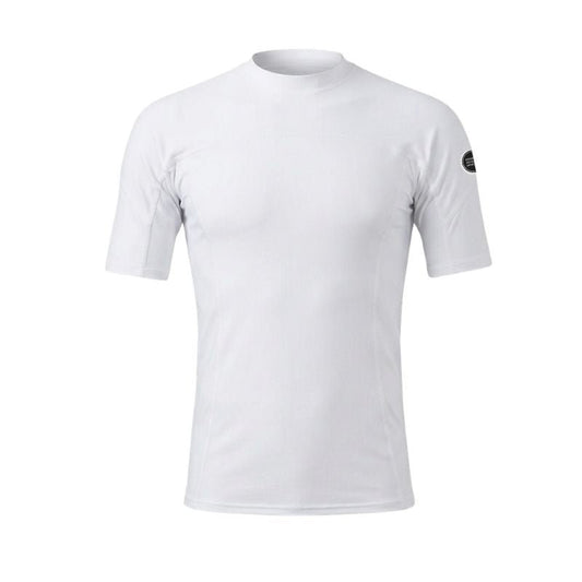 HawaiianSouthShore Rashguard Fitted (XSmall - 2XLarge) Short Sleeves White - Must - Have for Surfers