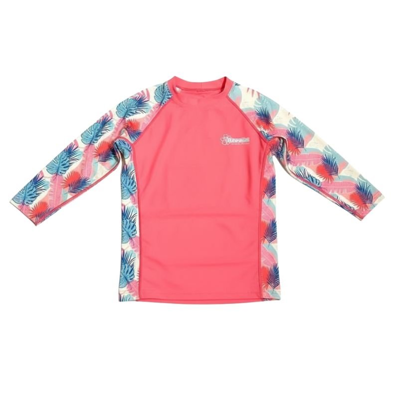 HawaiianSouthShore Rashguard UPF50 Flower Kids (XSmall - Large) Pink - Must - Have for Surfers