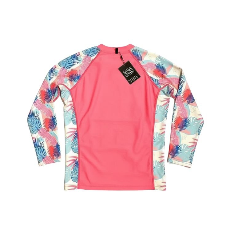 HawaiianSouthShore Rashguard UPF50 Flower Kids (XSmall - Large) Pink - Must - Have for Surfers