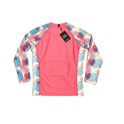 HawaiianSouthShore Rashguard UPF50 Flower Kids (XSmall - Large) Pink - Must - Have for Surfers
