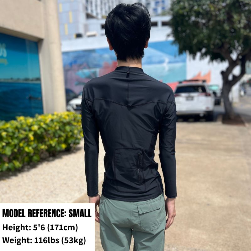 HawaiianSouthShore Rashguard With Pocket Fitted (Small - XXLarge) Longsleeves Black - Must - Have for Surfers