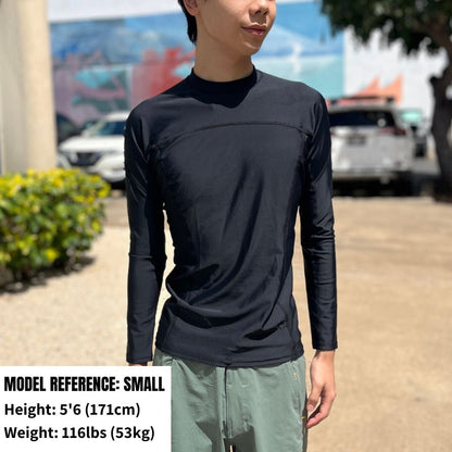 HawaiianSouthShore Rashguard With Pocket Fitted (Small - XXLarge) Longsleeves Black - Must - Have for Surfers