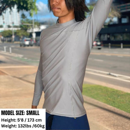 HawaiianSouthShore Rashguard With Pocket Fitted (Small - XXLarge) Longsleeves Grey - Must - Have for Surfers