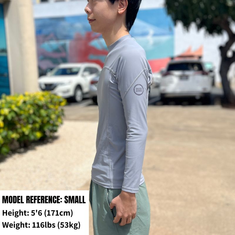 HawaiianSouthShore Rashguard With Pocket Fitted (Small - XXLarge) Longsleeves Grey - Must - Have for Surfers
