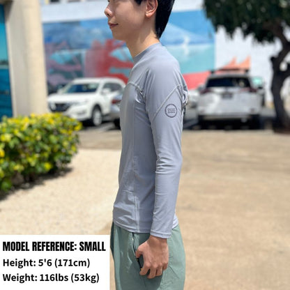 HawaiianSouthShore Rashguard With Pocket Fitted (Small - XXLarge) Longsleeves Grey - Must - Have for Surfers