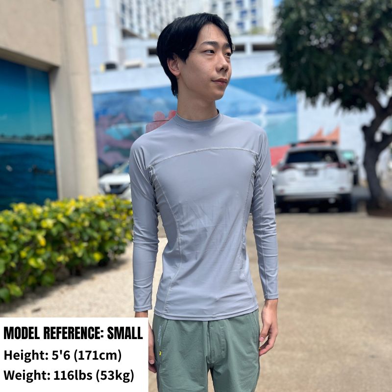 HawaiianSouthShore Rashguard With Pocket Fitted (Small - XXLarge) Longsleeves Grey - Must - Have for Surfers