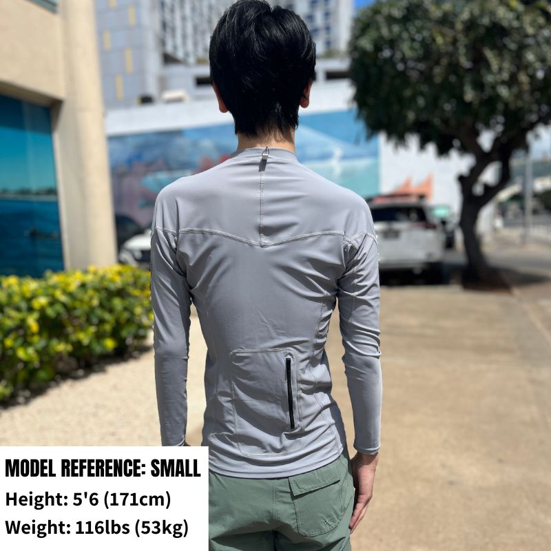HawaiianSouthShore Rashguard With Pocket Fitted (Small - XXLarge) Longsleeves Grey - Must - Have for Surfers