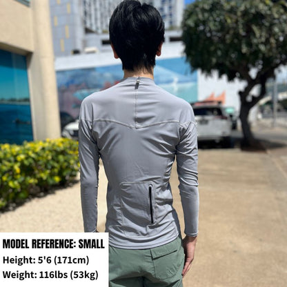 HawaiianSouthShore Rashguard With Pocket Fitted (Small - XXLarge) Longsleeves Grey - Must - Have for Surfers