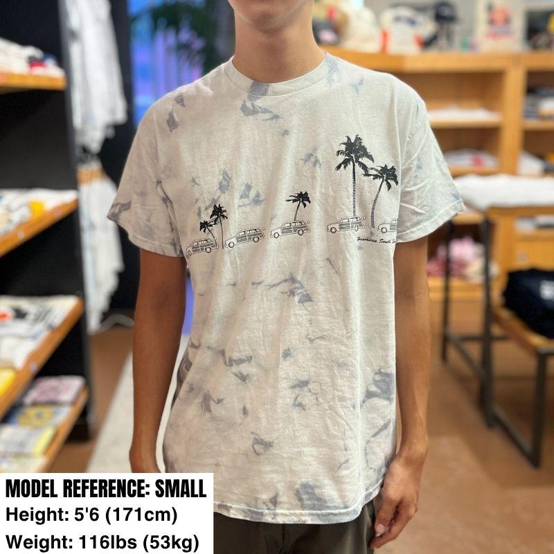 HawaiianSouthShore T-Shirt Car & Palm 2 Made in Hawaii (Small-XLarge) Silver - Must-Have for Surfers