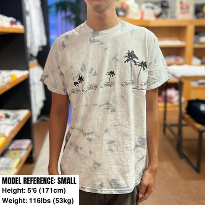 HawaiianSouthShore T-Shirt Car & Palm 2 Made in Hawaii (Small-XLarge) Silver - Must-Have for Surfers