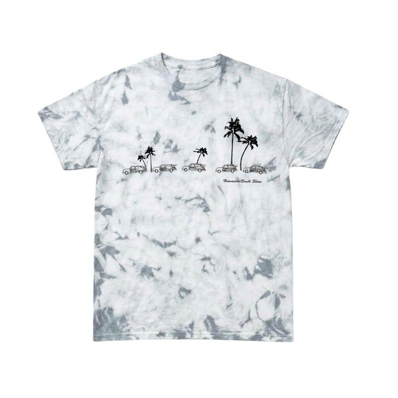 HawaiianSouthShore T-Shirt Car & Palm 2 Made in Hawaii (Small-XLarge) Silver - Must-Have for Surfers