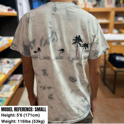 HawaiianSouthShore T-Shirt Car & Palm 2 Made in Hawaii (Small-XLarge) Silver - Must-Have for Surfers