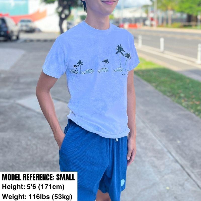 HawaiianSouthShore T-Shirt Car & Palm Dove Made in Hawaii (Small-XLarge) White - Must-Have for Surfers