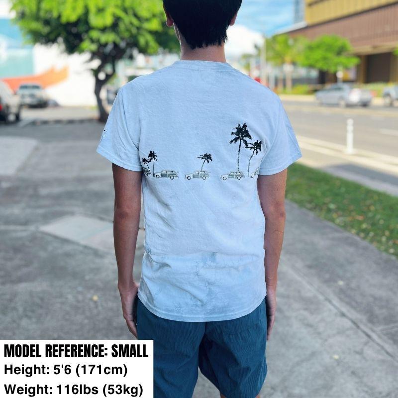 HawaiianSouthShore T-Shirt Car & Palm Dove Made in Hawaii (Small-XLarge) White - Must-Have for Surfers