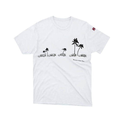 HawaiianSouthShore T-Shirt Car & Palm Tee Made in Hawaii (Small - XXLarge) White - Must - Have for Surfers